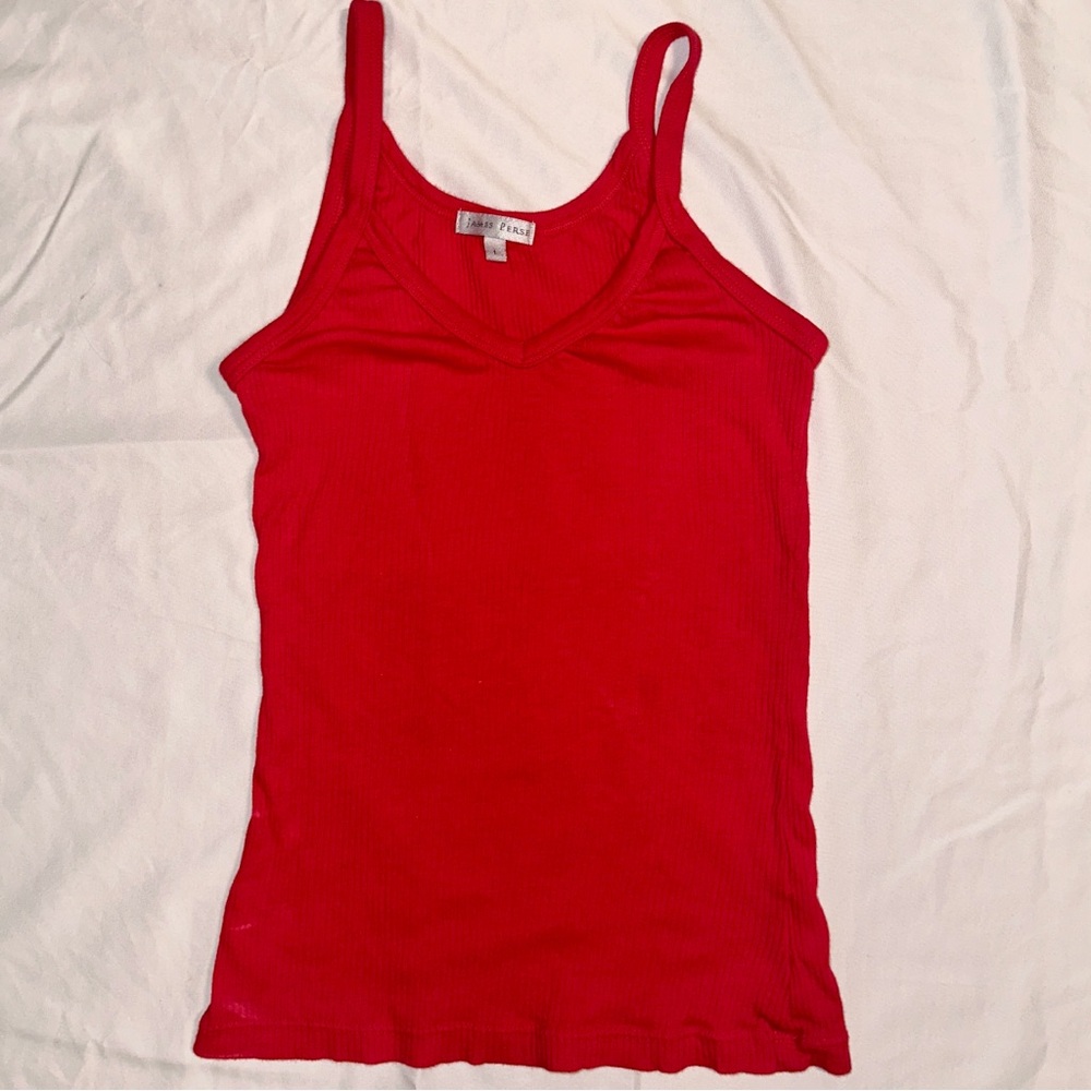 James Perse Women’s Red Tank Top Ribbed Size 1 Closet Staple 100% Cotton USA 🇺🇸